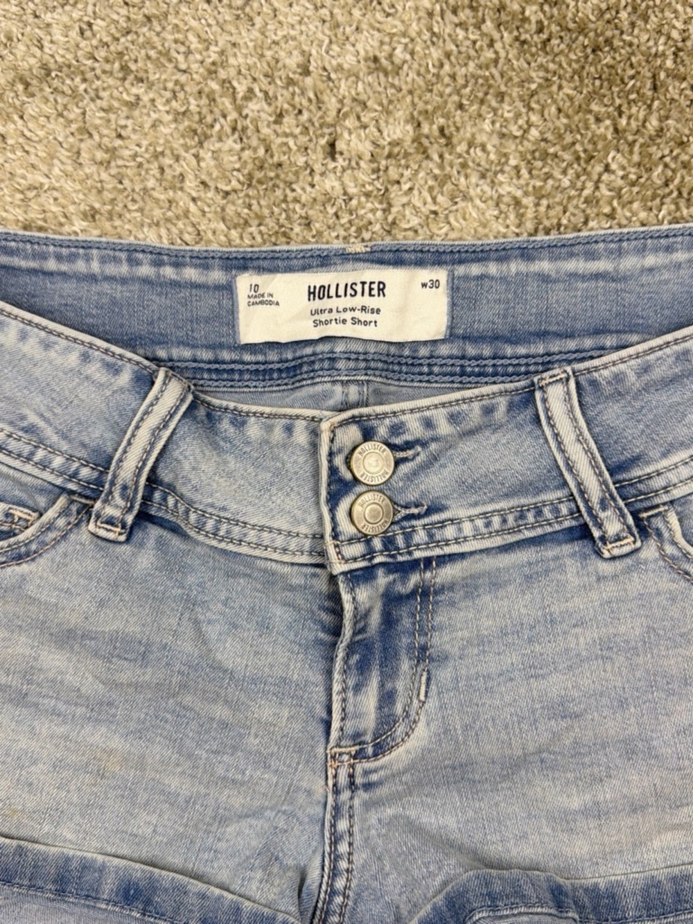 Hollister Ultra Low-Rise Light Wash Denim Shorties